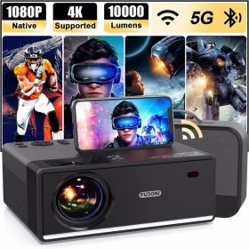 Projector with WiFi and Bluetooth; Projector 4K Support Native 1080P Projector; 5G WiFi FUDONI Outdoor Projector with 350 ANSI Max 300"Display(Sh