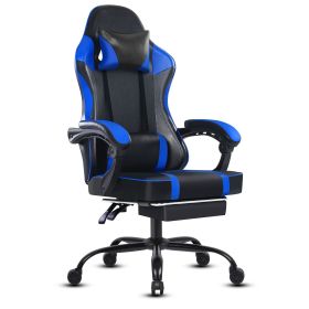 Ergonomic Gaming Chair for Adults with Footrest PU Leather Computer Chair with Adjustable Lumbar Support 360 Degree Swivel Heavy Duty Reclining C