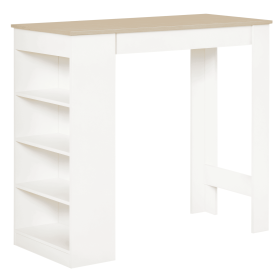 Bar Table, High Top Pub Table with 4 Storage Shelves, Modern Bar Height Table for Home Bar, Kitchen, Natural