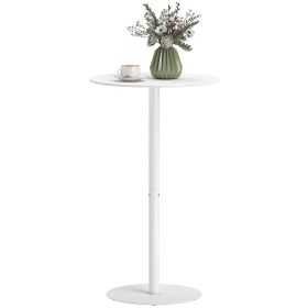 Round Bar Table for 2, Modern Pub Table with Steel Frame, Easy Assembly for Small Space Home Bar Cocktail Bistro, White