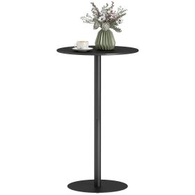 Round Bar Table for 2, Modern Pub Table with Steel Frame, Easy Assembly for Small Space Home Bar Cocktail Bistro, Black