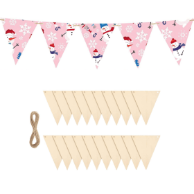 20pcs Wooden Triangular Flag Banners For Holiday Decoration Hanging (Option: 20pcs)