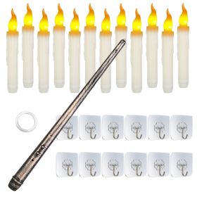 12Pcs Flameless Floating Candles LED Magic Hanging Candle Light Battery Operated Flickering Warm Light Window Candle With Magic Wand Remote For H (Option: Warm Yellow)
