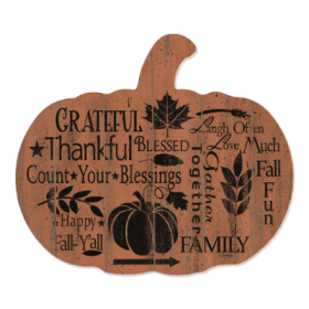 Grateful By Artisan Linda Spivey Printed On Wooden Pumpkin Wall Art (Option: Multicolor)