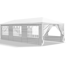 10x30 Outdoor Party Tent With 8 Removable Sidewalls Waterproof Canopy Patio Wedding Gazebo White (Color: White)