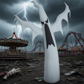 6' Tall Halloween Inflatables Outdoor Decorations White Ghost, Light Up Blow Up Yard Decor With LED Light And Fan Indoor Outdoor For Garden, Lawn (Color: White)