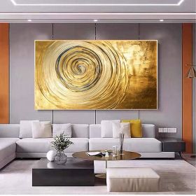 Hand Painted Oil Painting Original Gold Texture Oil Painting on Canvas Large Wall Art Abstract Minimalist Painting Golden Decor Custom Painting L (Style: 01, size: 70x140cm)
