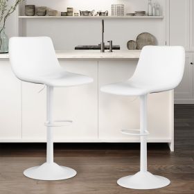 Bar Stools Set of 2 Modern Swivel Bar Chairs, Barstools Counter Height with Backrest, Adjustable PU Leather Upholstered Bar Stool for Kitchen Isl (Color: White)