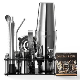 Cocktail Shaker Set Bartender Kit Stainless Steel Bar Tool Set Silver (size: 14 Pcs)