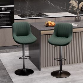 Bar Stools Set of 2, Kitchen Swivel Counter Barstool Adjustable Height Island Bar Chairs Modern Stools (Color: Green)