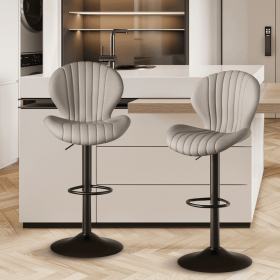 Bar Stools Set of 2 Modern Swivel Bar Chairs, Barstools Counter Height with High Backrest, Easy 3-5 Minute Assembly for Bar, Kitchen, Dining Room (Color: Light Gray, count: 2set)