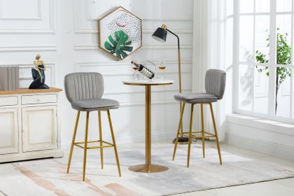 COOLMORE Bar Stools with Back and Footrest Counter Height Dining Chairs 2PC/SET (Color: Grey)