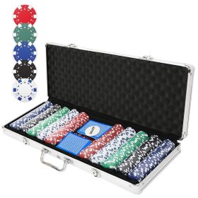 11.5g Poker Chip Set for Texas Holdem with Aluminum Case Clay Poker Chips Set (size: 500pcs)