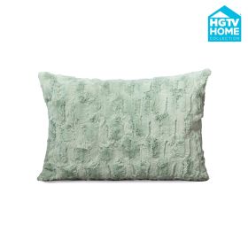 HGTV Art Deco Brushed Faux Fur Pillow (Color: Quiettude, size: 14 X 20 Inch)