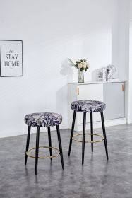 Counter Height Bar Stools Set of 2 (Main Color: Black and Silver, Main Material: Polyester)