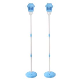 2Pack 3 In 1 Standing Bubble Machines With Colorful Lights And Music Rechargeable Bubble Maker Stands With 2 Modes 3 Adjustable Height For Party (Color: Blue)